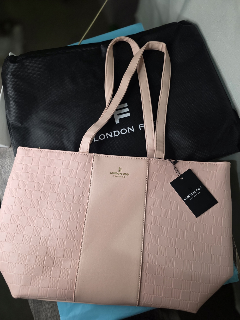 London Fog Blush Quilted-Panel Tote